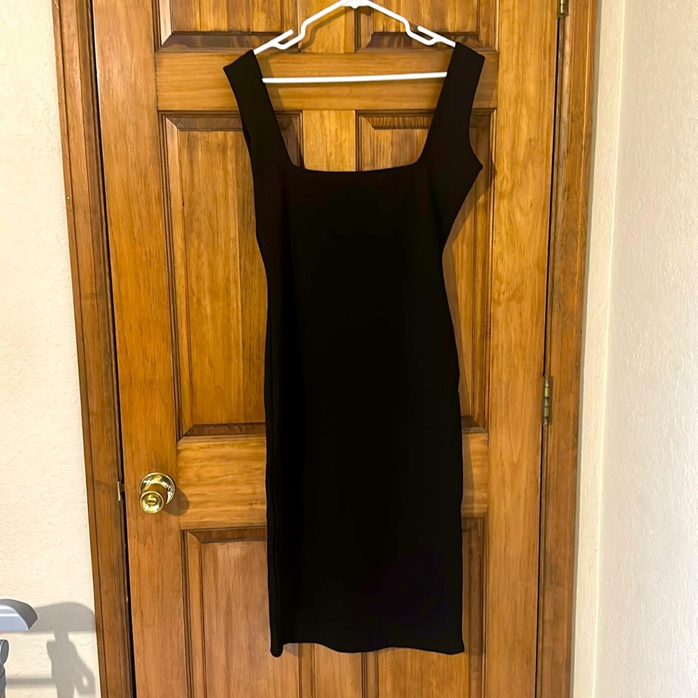Boohoo black square neck dress size 12